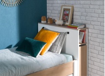 Tête de lit 90 avec réhausse PRADO - Blanc/Chêne - 5