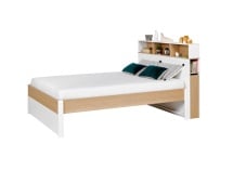 Tête de lit 140 avec réhausse PRADO - Blanc/Chêne - 2