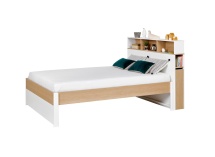 Tête de lit 140 avec réhausse PRADO - Blanc/Chêne - 2