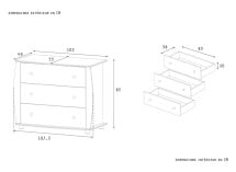 Commode 3 tiroirs CALTON - Dimensions