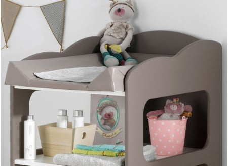 Table à langer bébé CAMERON - Blanc/Taupe - 2