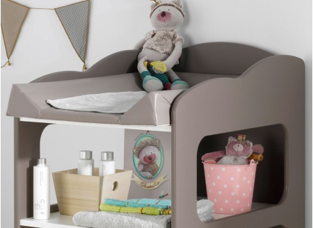 Table à langer bébé CAMERON - Blanc/Taupe - 2