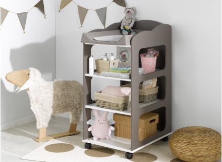 Table à langer bébé CAMERON - Blanc/Taupe - 1