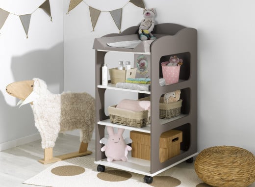 Table à langer bébé CAMERON - Blanc/Taupe - 1