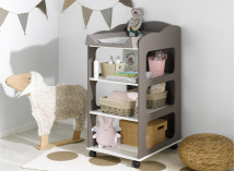 Table à langer bébé CAMERON - Blanc/Taupe - 1