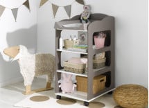 Table à langer bébé CAMERON - Blanc/Taupe - 1