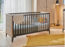 Lit bébé évolutif 70x140 ELLIOT Ardoise/Chêne - 1
