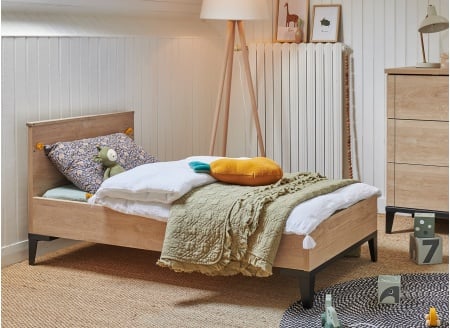 Lit évolué 70x140 ELLIOT Noir/Chêne - 1