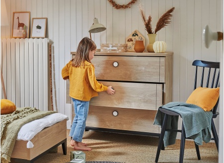 Commode 3 tiroirs ELLIOT Ardoise/chêne - 2