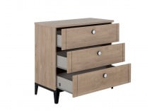 Commode 3 tiroirs ELLIOT Noir/chêne - 4