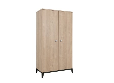 Armoire 2 portes ELLIOT - Ardoise/chêne - 1