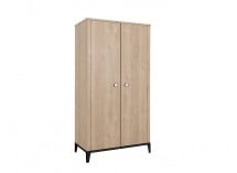 Armoire 2 portes ELLIOT - Noir/chêne - 1