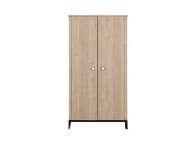 Armoire 2 portes ELLIOT - Noir/chêne - 2