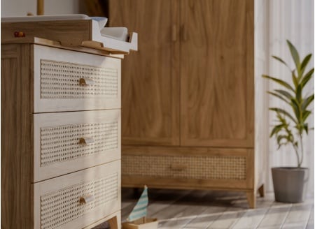 Commode 3 tiroirs cannage rotin NAMI Bois - 2