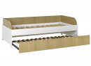 Lit gigogne banquette 90x190 MANLY - Blanc/Chêne - 4