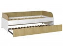 Lit gigogne banquette 90x190 MANLY - Blanc/Chêne - 4