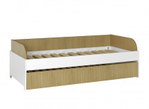 Lit gigogne banquette 90x190 MANLY - Blanc/Chêne - 3