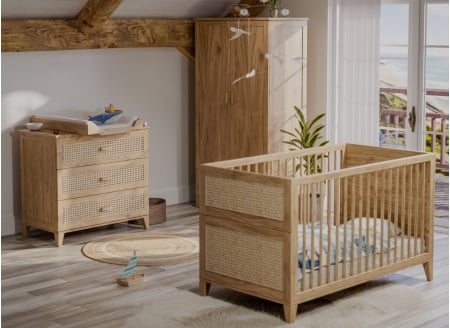 Chambre bébé complète cannage rotin NAMI Bois - 1