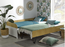 Lit gigogne banquette 90x190 MANLY - Blanc/Chêne - 2