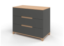 Commode 3 tiroirs ALBI Ardoise/Chêne - 3