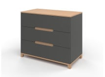Commode 3 tiroirs ALBI Ardoise/Chêne - 6