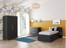 Commode 3 tiroirs ALBI Ardoise/Chêne - 2