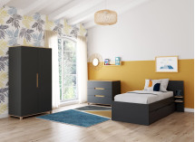 Armoire 2 portes ALBI Ardoise/Chêne - 3