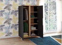 Armoire 2 portes ALBI Ardoise/Chêne - 2