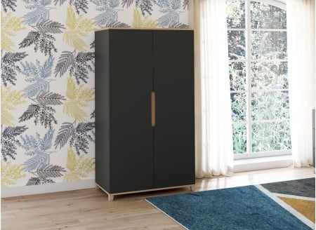 Armoire 2 portes ALBI Ardoise/Chêne - 1