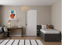 Bureau 2 tiroirs ALBI Ardoise/Chêne - 2