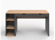 Bureau 2 tiroirs rangement ALBI Ardoise/Chêne - 5