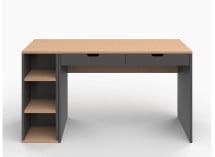 Bureau 2 tiroirs rangement ALBI Ardoise/Chêne - 5