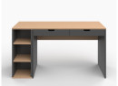 Bureau 2 tiroirs rangement ALBI Ardoise/Chêne - 5