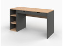 Bureau 2 tiroirs rangement ALBI Ardoise/Chêne - 3