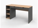 Bureau 2 tiroirs rangement ALBI Ardoise/Chêne - 3
