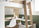 Lit mezzanine bureau et armoire MANLY - Blanc/Chêne - 4