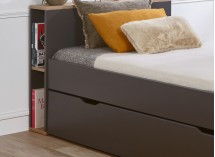 Lit gigogne rangement 90x200 ALBI Ardoise/Chêne - 4