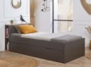 Lit gigogne rangement 90x200 ALBI Ardoise/Chêne - 1