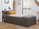 Lit gigogne rangement 90x200 ALBI Ardoise/Chêne - 1