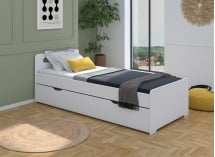 Lit gigogne 90x200 LEVIS - Blanc - 1