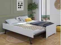 Lit gigogne 90x200 LEVIS - Blanc - 3