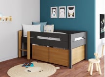 Lit mi-hauteur rangement 90x190 ANGEL Ardoise -1