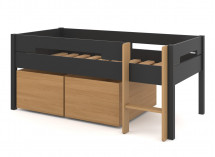 Lit mi-hauteur rangement 90x190 ANGEL Ardoise - 4