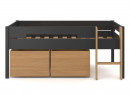 Lit mi-hauteur rangement 90x190 ANGEL Ardoise - 5