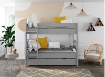 Lit superposé 3 places 90x190 ANGEL Gris - 1