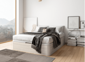 Cama con cajón 140x200 de madera BASTIA - Roble Blanqueado