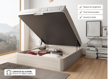 Lit coffre 140 x 200 cm BASTIA  Chêne blanchi - Ouvert