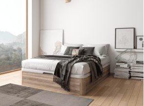 Cama con cajón 140x200 de madera BASTIA - Roble Natural
