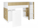 Lit mi-hauteur bureau et commode MANLY Blanc/Chêne - 7