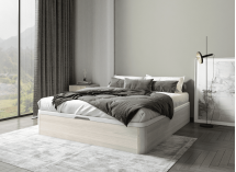 Lit coffre 160 x 200 cm BASTIA  Chêne blanchi - Fermé